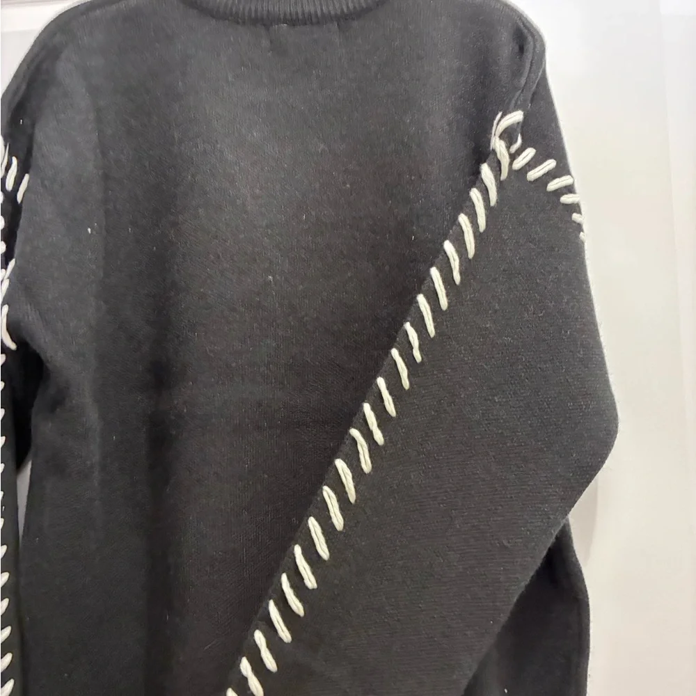 English Factory Black Sweater Dress with White Stitching - Picture 5 of 6